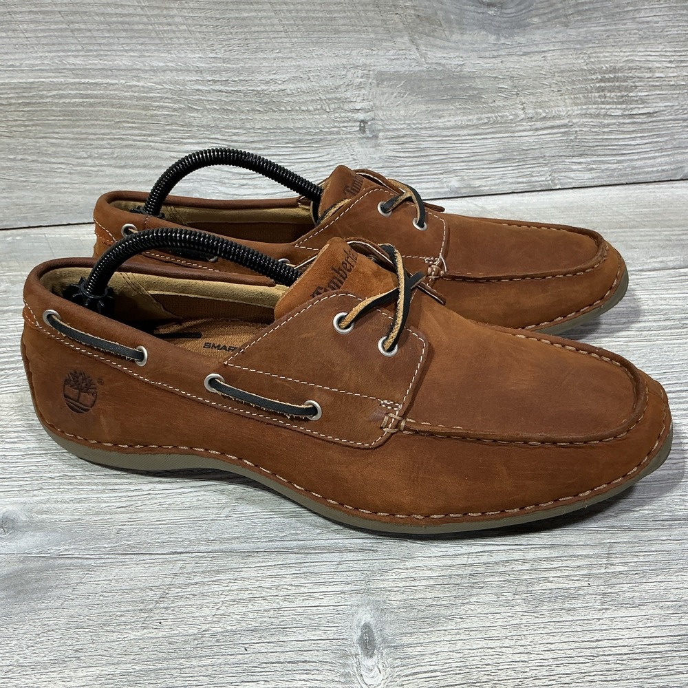 Timberland Annapolis 2 Eye Moc Toe Shoes Men's 9M Brown Leather Boat Shoes 74017